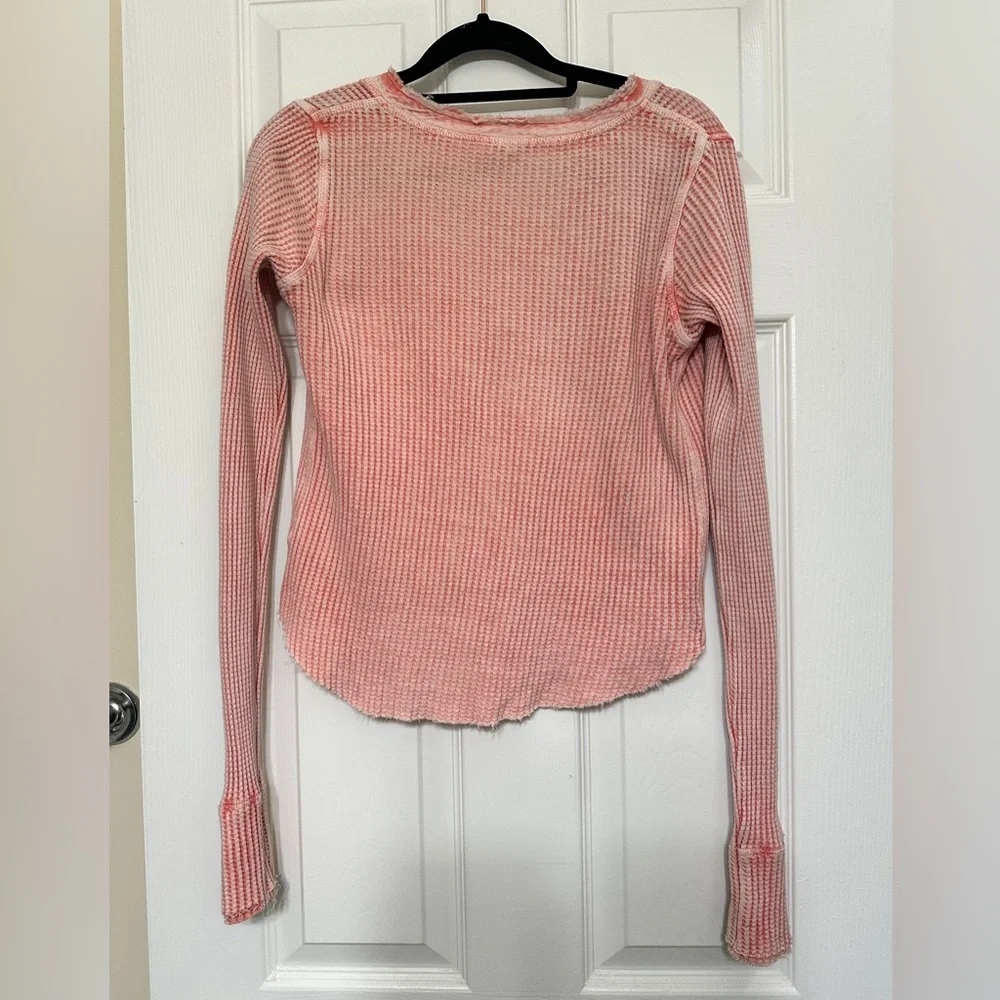 Free People One Colt Thermal Waffle Knit Pink Long Sleeve Top - Size Small - Picture 5 of 8